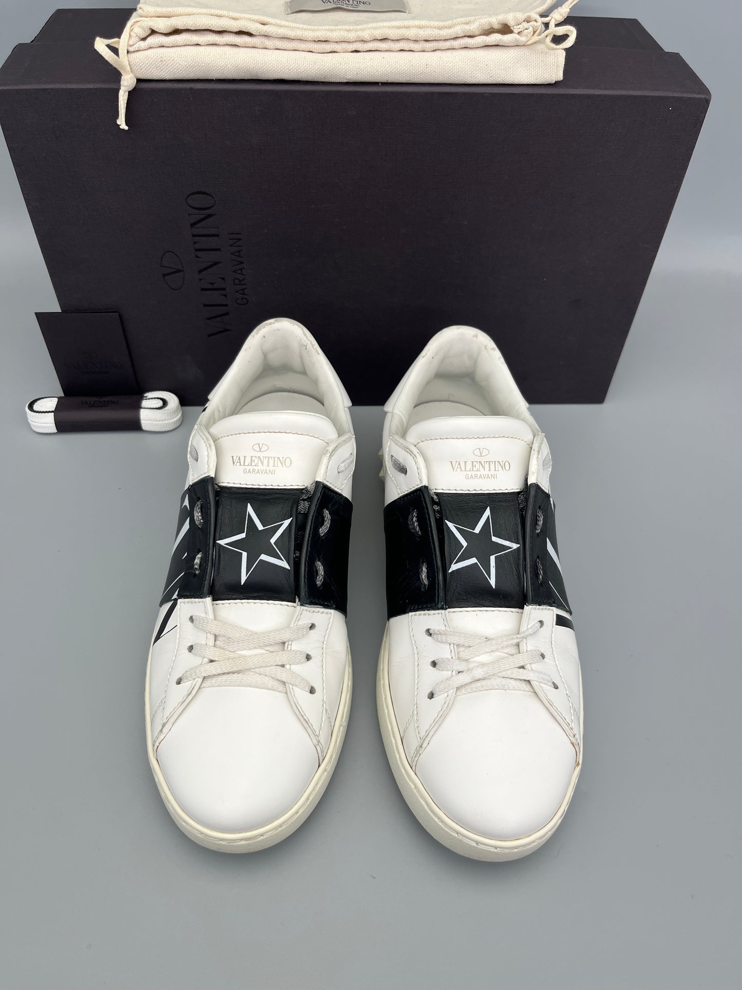 Valentino Open VLTN white & black designer sneakers front view
